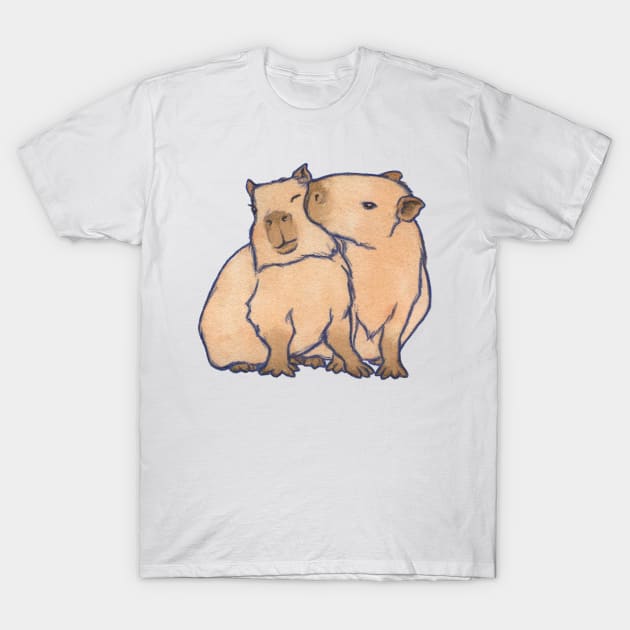 Capybara Couple T-Shirt by myweirdbrain